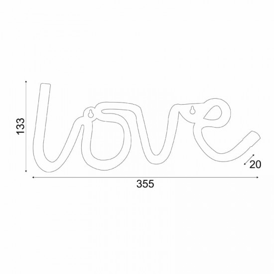 LOVE, 118 NEON LED ΛΑΜΠΑΚΙΑ ΜΕ ΜΠΑΤΑΡΙΑ (3xAA)/USB, ΡΟΖ, IP20, 35.5x2x13cm