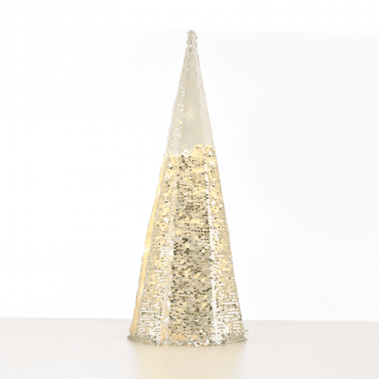 ^ "SILVER & WHITE SEQUIN CONE TREE" 20 WW LED ΛΑΜΠ. ΜΠΑΤ. 3ΧΑΑ,IP20 Φ18.5Χ50CM ^ "SILVER & WHITE SEQUIN CONE TREE" 20 WW LED ΛΑΜΠ. ΜΠΑΤ. 3ΧΑΑ,IP20 Φ18.5Χ50CM