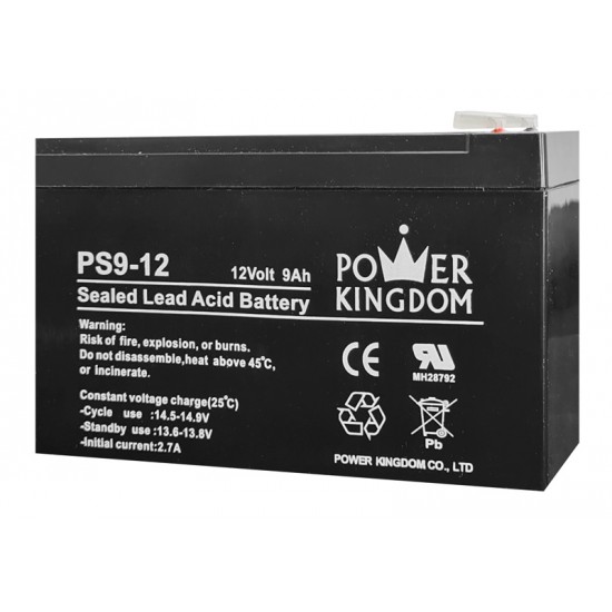 POWER KINGDOM μπαταρία μολύβδου PS9-12, 12Volt 9Ah POWER KINGDOM μπαταρία μολύβδου PS9-12, 12Volt 9Ah