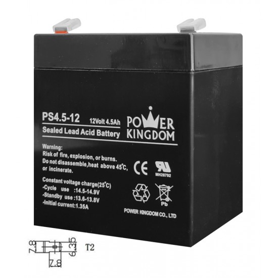 POWER KINGDOM μπαταρία μολύβδου 12Volt 4.5Ah, T2 POWER KINGDOM μπαταρία μολύβδου 12Volt 4.5Ah, T2