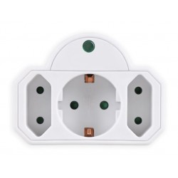 POWERTECH αντάπτορας ρεύματος PT-816, 1x schuko, 2x euro, 16A, λευκός