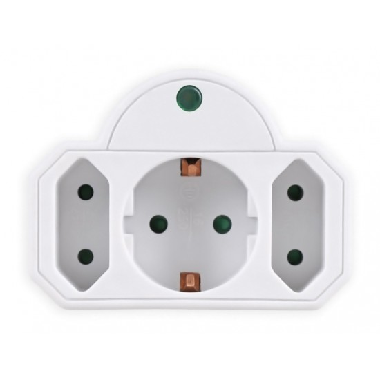 POWERTECH αντάπτορας ρεύματος PT-816, 1x schuko, 2x euro, 16A, λευκός