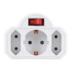 POWERTECH αντάπτορας ρεύματος PT-826, 1x schuko, 2x euro, 16A, λευκός