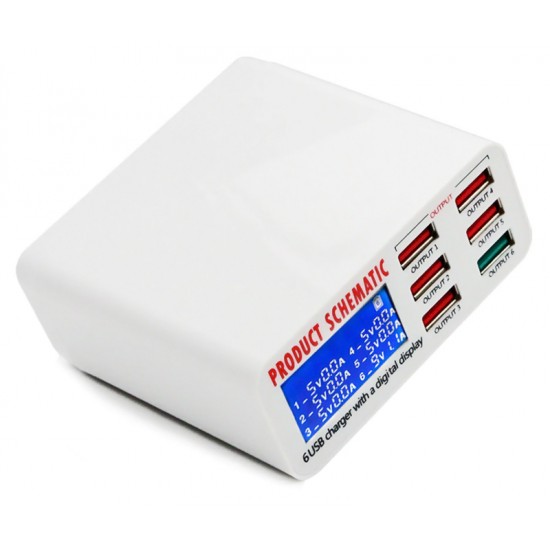 USB φορτιστής 6 θέσεων με LCD monitor BST-U3, 5V 8A, 40W USB φορτιστής 6 θέσεων με LCD monitor BST-U3, 5V 8A, 40W