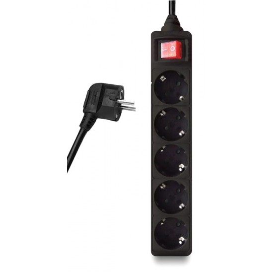 POWERTECH πολύπριζο PT-877, 5x schuko, 16A, 3m, μαύρο POWERTECH πολύπριζο PT-877, 5x schuko, 16A, 3m, μαύρο