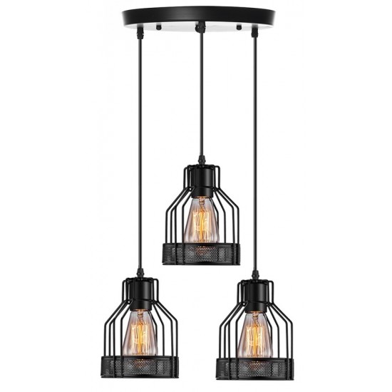 POWERTECH τρίφωτο φωτιστικό οροφής HLL-0003, E27, Φ14, μεταλλικό, μαύρο