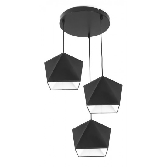 POWERTECH τρίφωτο φωτιστικό οροφής HLL-0013, E27, μεταλλικό, λευκό-μαύρο