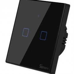 SONOFF smart διακόπτης ΤΧ-T3EU2C, αφής, Wi-Fi, διπλός, μαύρος