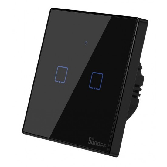 SONOFF smart διακόπτης ΤΧ-T3EU2C, αφής, Wi-Fi, διπλός, μαύρος SONOFF smart διακόπτης ΤΧ-T3EU2C, αφής, Wi-Fi, διπλός, μαύρος