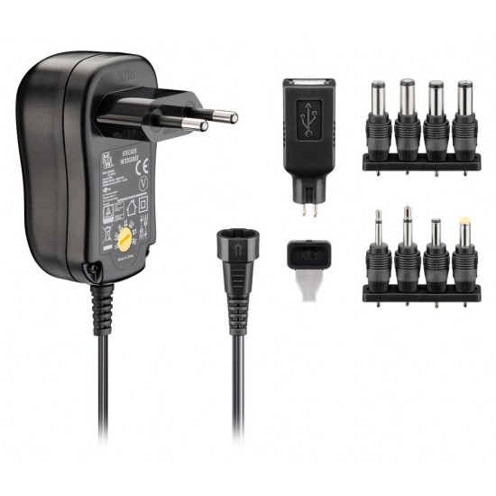 GOOBAY επιτοίχιος φορτιστής 53996, 3V-12V, 12W-1A, 8 tips