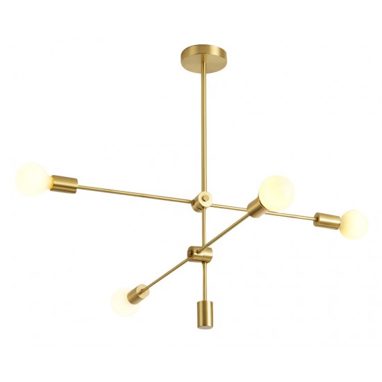 POWERTECH φωτιστικό οροφής HLL-0035, 4x E27, μεταλλικό, chrome gold