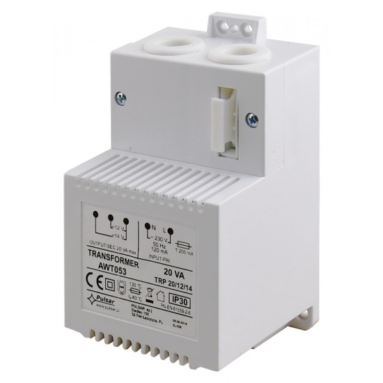 PULSAR μετασχηματιστής AWT053, TRP 20VA/12V/14V, λευκός