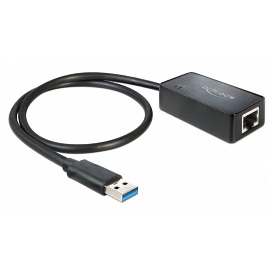 DELOCK καλώδιο USB 3.0 σε RJ45 62121, 1000Mbps, 50cm, μαύρο
