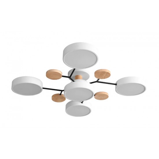 POWERTECH LED φωτιστικό οροφής HLL-0044, 60W, 4800lm, 5x Φ18cm, λευκό