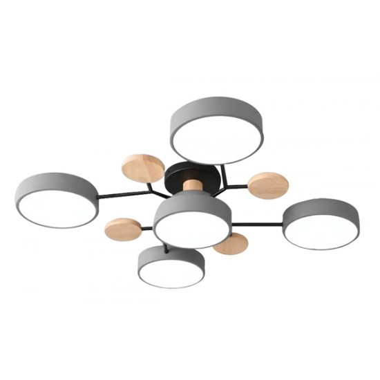 POWERTECH LED φωτιστικό οροφής HLL-0045, 60W, 4800lm, 5x Φ18cm, γκρι