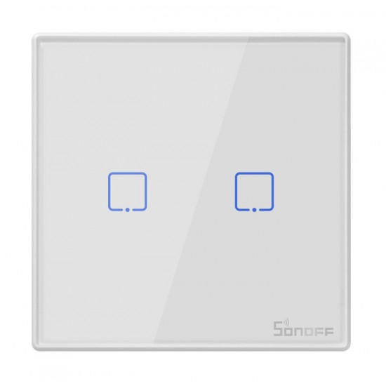 SONOFF smart διακόπτης T2EU2C-RF 433MHz, αφής, διπλός, λευκός SONOFF smart διακόπτης T2EU2C-RF 433MHz, αφής, διπλός, λευκός