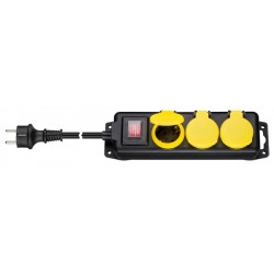 GOOBAY πολύπριζο 45193, 3x schuko, 16A, 3m, IP44, μαύρο-κίτρινο GOOBAY πολύπριζο 45193, 3x schuko, 16A, 3m, IP44, μαύρο-κίτρινο