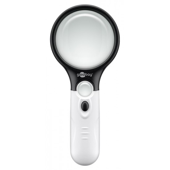 GOOBAY μεγεθυντικός φακός χειρός 41255 με φωτισμό LED, 1.75x & 12.25x