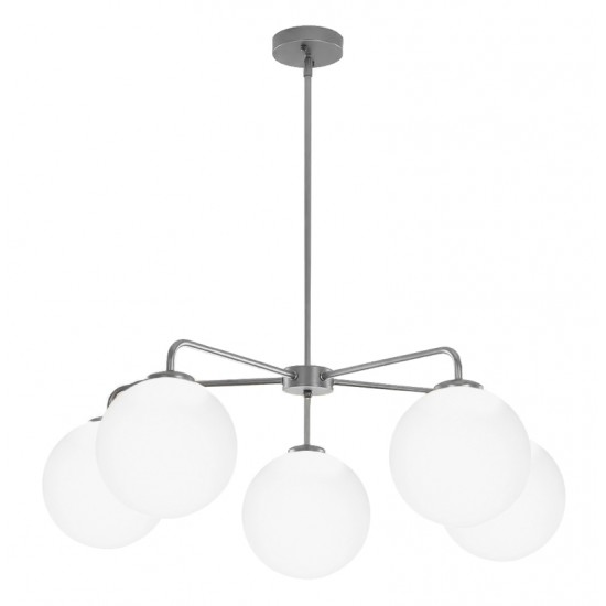 POWERTECH φωτιστικό οροφής HLL-0056, 5x E27, 80cm, μεταλλικό, ασημί