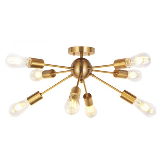 POWERTECH φωτιστικό οροφής HLL-0061, 8x E27, 32x53cm, μεταλλικό, χρυσό