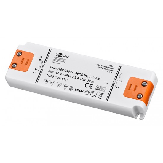 GOOBAY μετασχηματιστής LED 30003, 12V, 30W, IP20