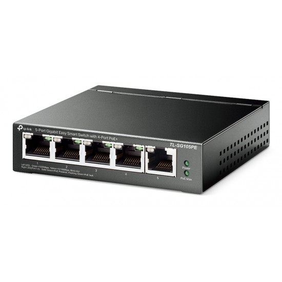 TP-LINK Easy Smart Switch TL-SG105PE, 5-Port Gbit, 4-Port PoE+, Ver. 2.0 TP-LINK Easy Smart Switch TL-SG105PE, 5-Port Gbit, 4-Port PoE+, Ver. 2.0