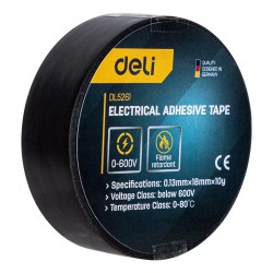 DELI μονωτική ταινία υψηλής αντοχής DL5261, 18mm, 9.15m, μαύρη, 10τμχ