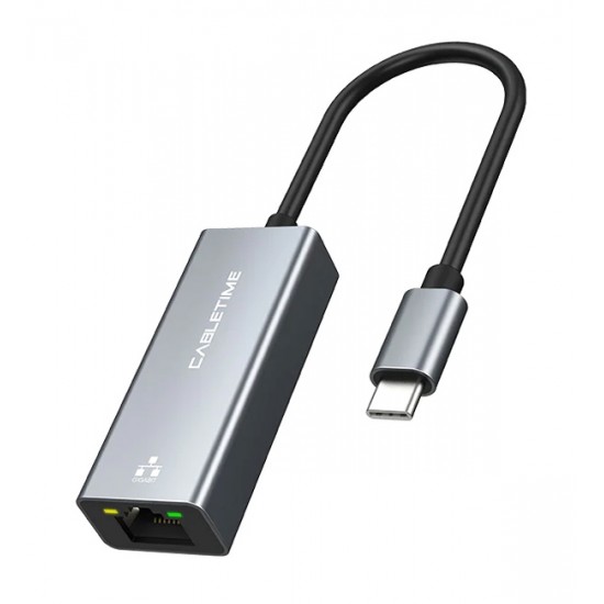 CABLETIME αντάπτορας USB-C σε RJ45 CT-CML1000, 1000Mbps, γκρι CABLETIME αντάπτορας USB-C σε RJ45 CT-CML1000, 1000Mbps, γκρι