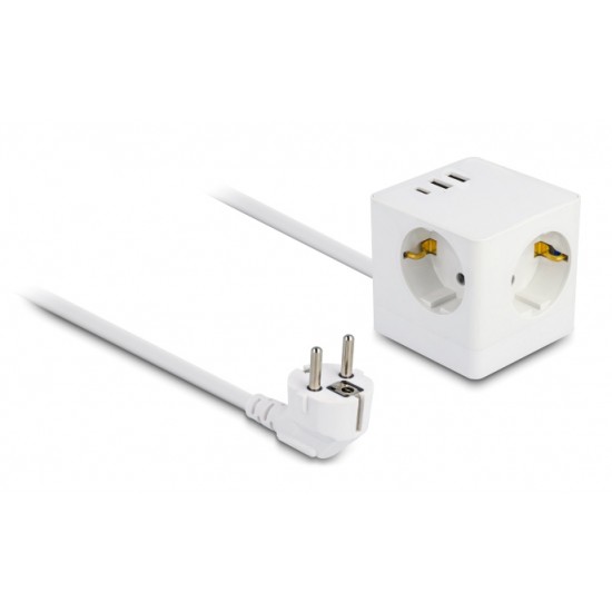 DELOCK πολύπριζο 11497, 3x schuko, USB-C & 2x USB, 16A, 1.5m, λευκό DELOCK πολύπριζο 11497, 3x schuko, USB-C & 2x USB, 16A, 1.5m, λευκό