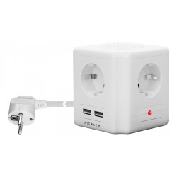GOOBAY πολύπριζο 41268, 4x schuko 16A, 2x USB 2.1A, 1.5m, λευκό GOOBAY πολύπριζο 41268, 4x schuko 16A, 2x USB 2.1A, 1.5m, λευκό