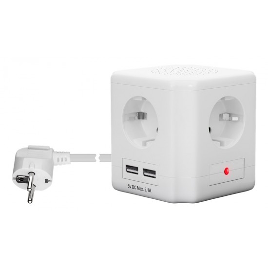 GOOBAY πολύπριζο 41268, 4x schuko 16A, 2x USB 2.1A, 1.5m, λευκό