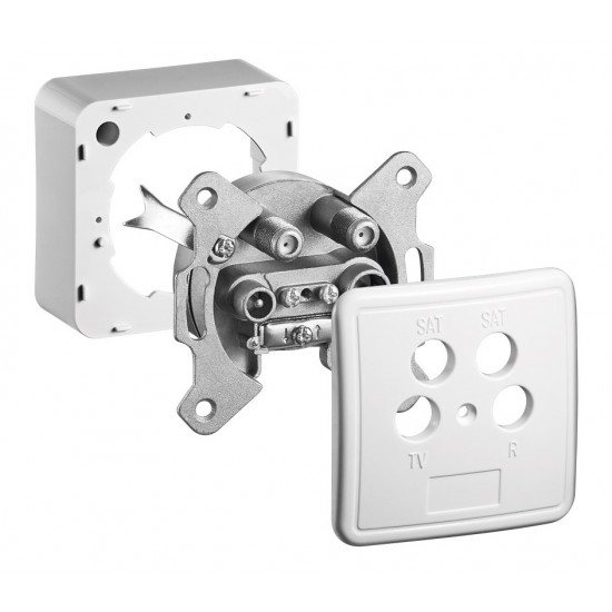 GOOBAY επιτοίχια πρίζα κεραίας 67089, TV, Radio & 2x SAT, λευκή