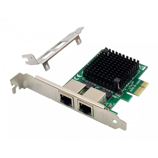 POWERTECH κάρτα επέκτασης PCIe σε 2x RJ45 Gigabit ST7279, JL82571GB POWERTECH κάρτα επέκτασης PCIe σε 2x RJ45 Gigabit ST7279, JL82571GB