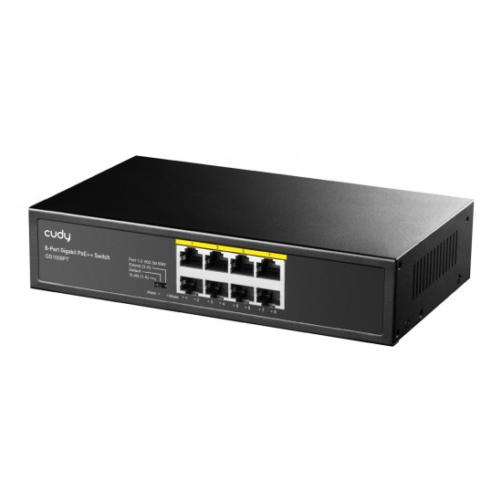 CUDY PoE+ switch GS1008PT, 8-port PoE+, 120W, VLAN, V1.0