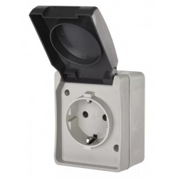 EMOS πρίζα τοίχου A1396, μονή, Schuko, 250V/16A, IP44, γκρι