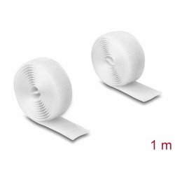 DELOCK αυτοκόλλητη ταινία τύπου Velcro 20918, 1m x 20mm, λευκή