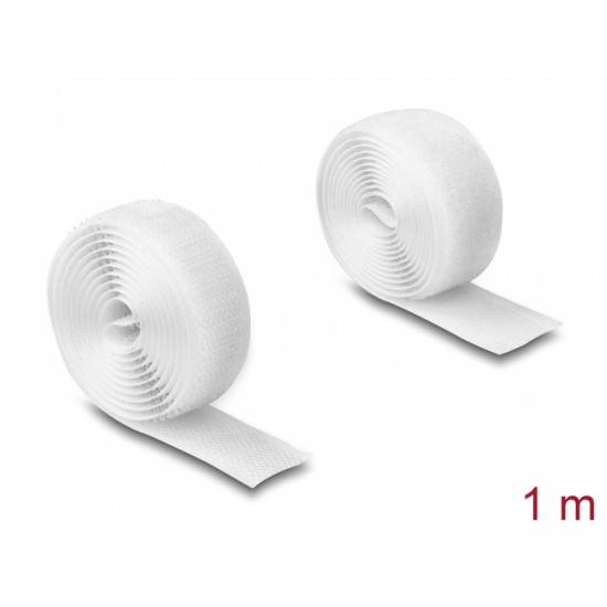 DELOCK αυτοκόλλητη ταινία τύπου Velcro 20918, 1m x 20mm, λευκή