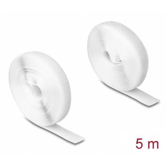 DELOCK αυτοκόλλητη ταινία τύπου Velcro 20919, 5m x 20mm, λευκή
