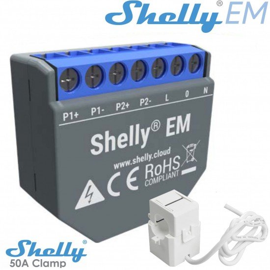 Shelly EM + 50A Clamp