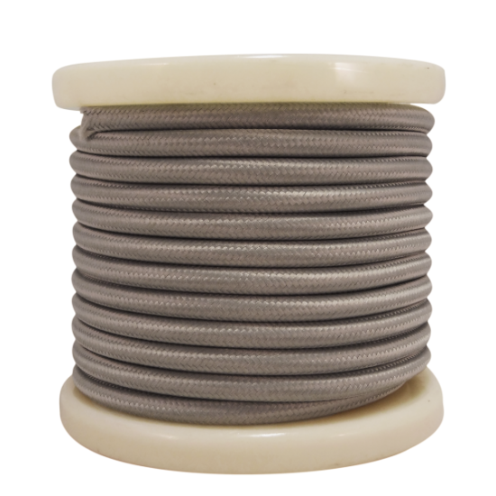 EL330010 | Textile Cable 2x0.75mm²- ρολλό 10mt - Ανοιχτό Γκρί