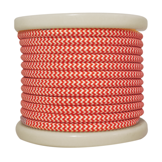 EL330029 |  Textile Cable 2x0.75mm²- ρολλό 10mt – Kόκκινο και Λευκό