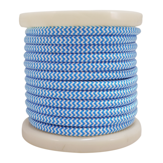 EL330032 | Textile Cable 2x0.75mm²- ρολό 10mt – Γαλάζιο & Λευκό διακριτικό