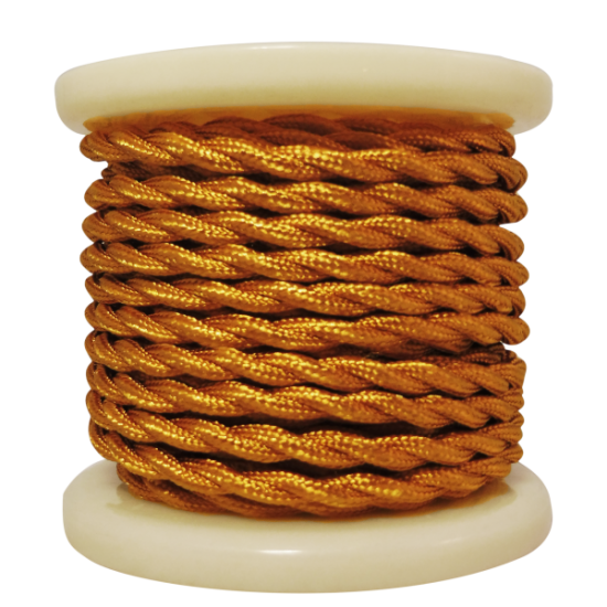 EL338003 | Textile Cable Τwist 2x0.75mm²- ρολλό 10mt – ΧΡΥΣΟ ΓΥΑΛΙΣΤΕΡΟ