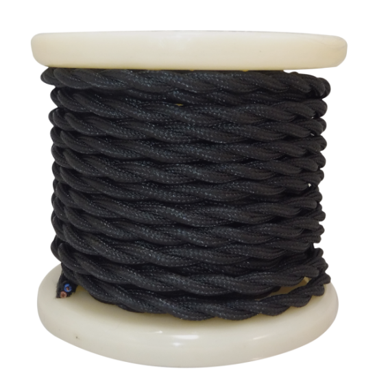 EL338006 | Textile Cable Τwist 2x0.75mm²- ρολλό 10mt – ΜΑΥΡΟ