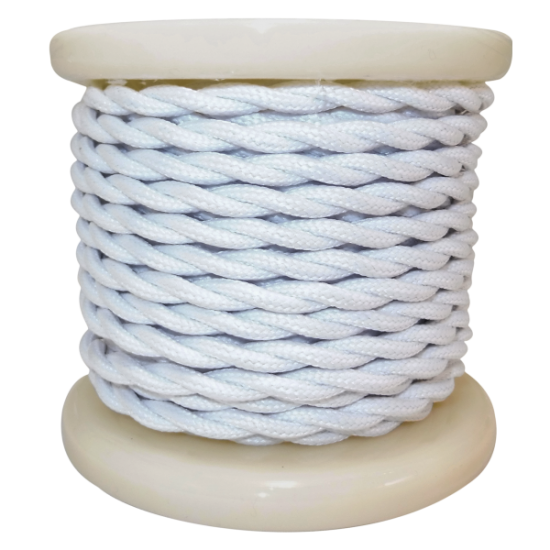 EL338016 | Textile Cable Τwist 2x0.75mm²- ρολλό 10mt – ΛΕΥΚΟ