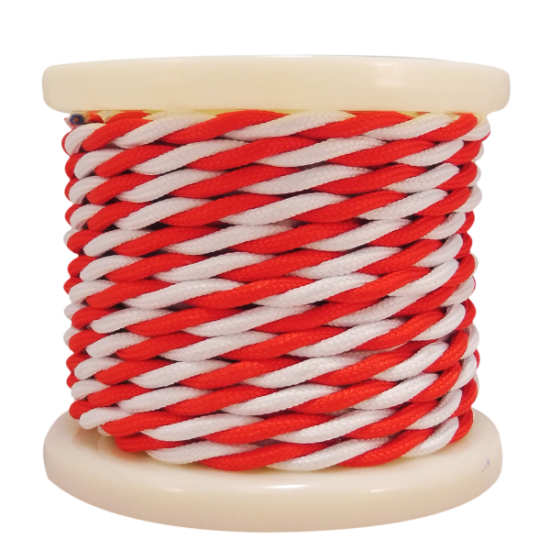 EL338028 | Textile Cable Τwist 2x0.75mm²- ρολλό 10mt  –  Κόκκινο & λευκό