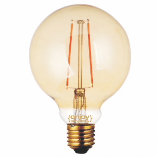 EL822110 | LED FILLAMENT DIM Amber Glass G95-2|2.5W Ε27|2200k|200lm|{enjoysimplicity}™