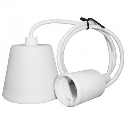 EL329301 | ΣΕΤ ΣΙΛΙΚΟΝΗΣ U+U ΡΟΖΕΤΑ ΜΕ ΚΑΛΩΔΙΟ 1mt 2x0.75mm² & NTOYI E27 ΛΕΥΚΟ