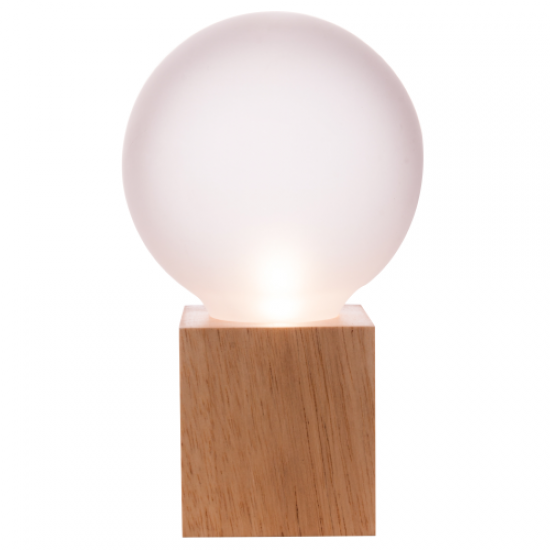 EL327112 | ΞΥΛΙΝΟΣ ΕΠΙΤΡΑΠΕΖΙΟΣ ΚΥΒΟΣ ΜΕ DIM 3 STEP G9 LED ΛΑMΠΤΗΡΑ & ΓΥΑΛΙ Φ80|4W/2W/1W|3000k|450lm/250lm/120lm|ΒΑΣΗ:58x58mm|Λευκό Καλώδιο + ΙΙ Φις + Διακοπτάκι|{enjoysimplicity}™