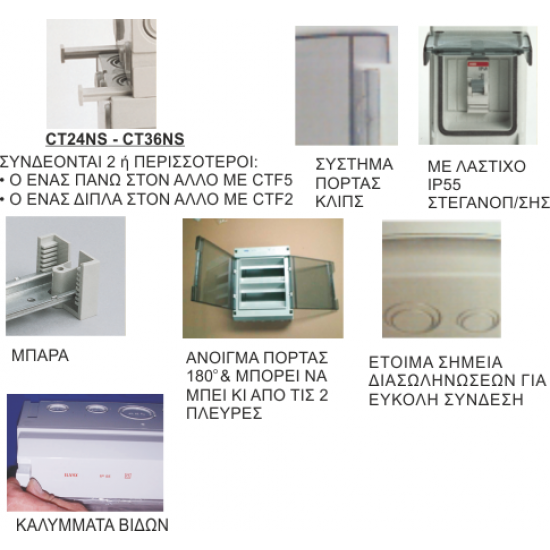 CT5G | EΞΩΤ/ΚΟΣ ΠΙΝΑΚΑΣ Διαφανές Πόρτα /1Σειρά/5 Ασφ/ΙΡ55  125x175x114m/με ουδέτερο